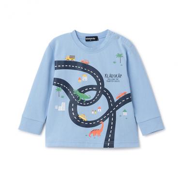 【人気商品再入荷】【直営店で取り扱い無し】車×道路×恐竜長袖Tシャツ