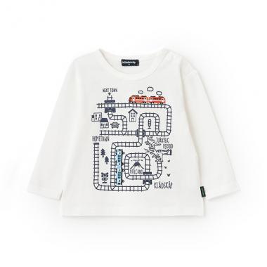 5351292:電車マッププリント長袖Tシャツ