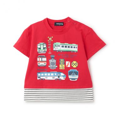 5351293:5322206:裾レイヤード風電車半袖Tシャツ
