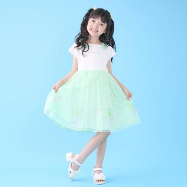 シャーベット刺しゅう　ドッキングワンピース