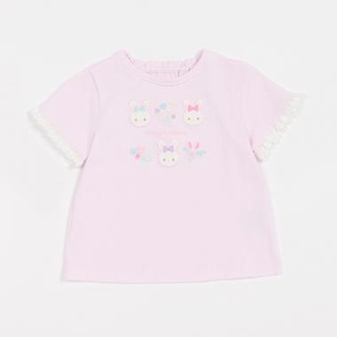 うさぎアップリケ　半袖Tシャツ