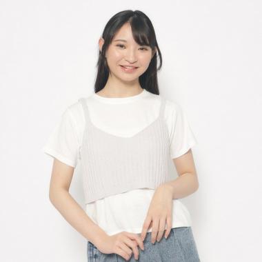 【2点SET・洗える】＋3歳見え　ニットビスチェ＋インナーTシャツセット