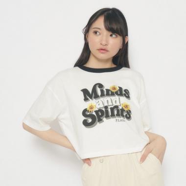 ひまわりプリント　リンガーTシャツ