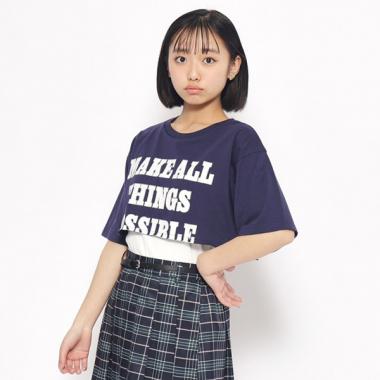 短丈レイヤードTシャツ