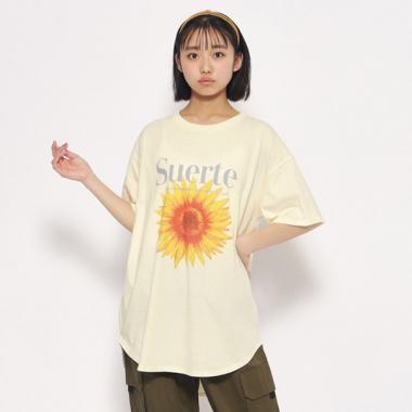 フラワープリントチュニックTシャツ