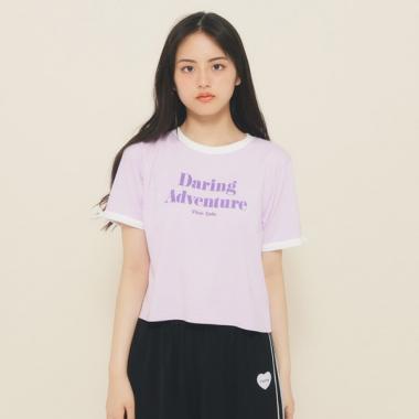 【130cmあり】フロントロゴ袖リボンリンガーTシャツ