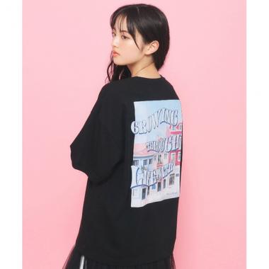 【130cmあり】バックフォトプリントTシャツ