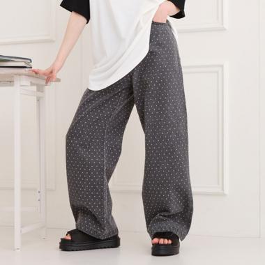 ドット柄デニムパンツ
