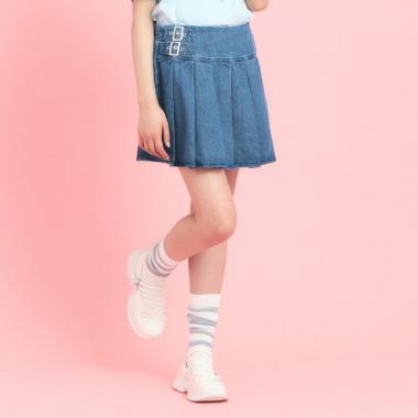 インパン付きダブルベルト風裾プリーツスカート