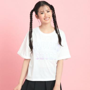サテンアップリケカレッジTシャツ