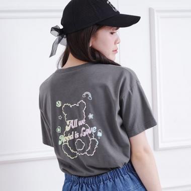 接触冷感グラデーションくまちゃん発砲ビッグTシャツ