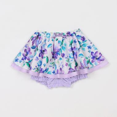 水彩花柄スカートつきカバーパンツ