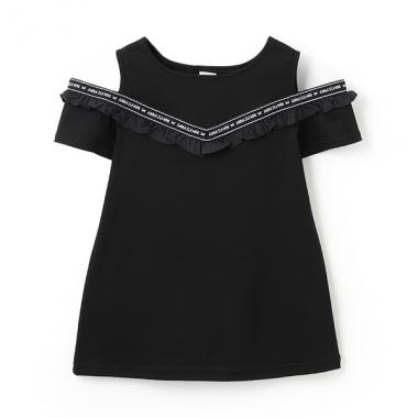ロゴテープ肩あきTシャツ