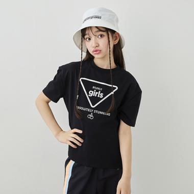 girlsマークバックフリルTシャツ