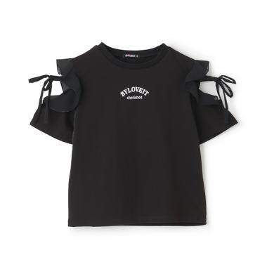 【接触冷感】肩リボンバックハートTシャツ
