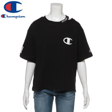 【Championコラボ】 衿スリットロゴプリントTシャツ
