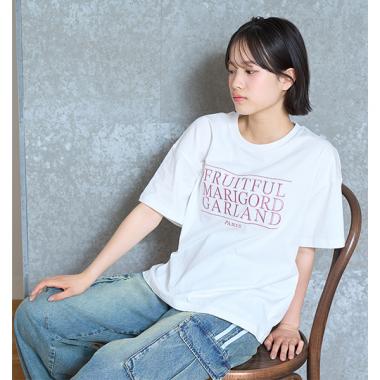 3段ロゴ刺しゅうTシャツ