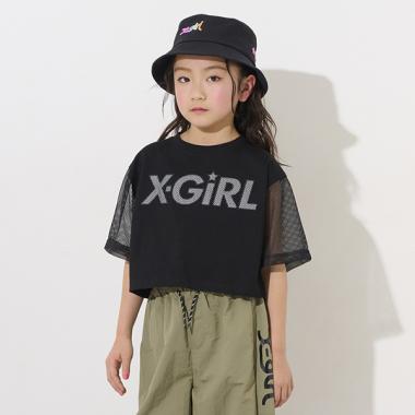 メッシュロゴショート丈半袖Tシャツ