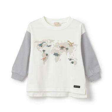 恐竜刺しゅう長袖Tシャツ