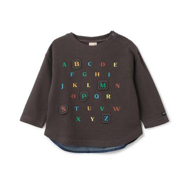 ABCアップリケ長袖Tシャツ