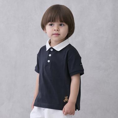 【接触冷感】ポロ衿配色半袖Tシャツ