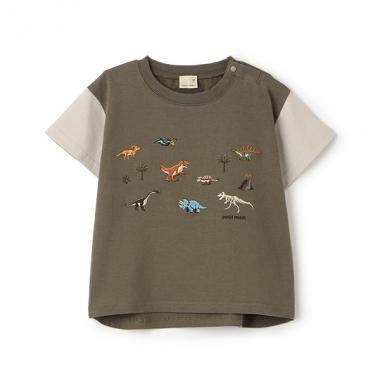 恐竜刺しゅう半袖Tシャツ