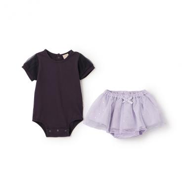 袖チュールロンパース＋スカパンセット